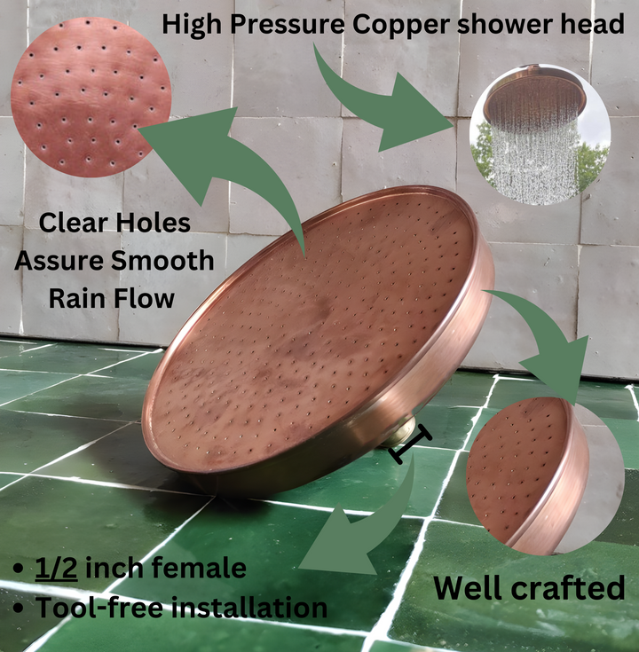 Unlacquered copper showerhead - Dommed Style - Triazadesigns