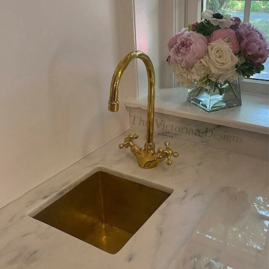 Single Hole Unlacquered Brass Gooseneck Faucet - Triazadesigns