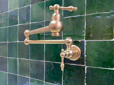 Unlacquered Brass Pot Filler with Lever Handle - Triazadesigns