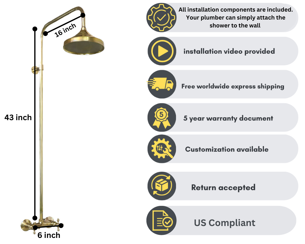 UNLACQUERED BRASS EXPOSED SHOWER HEAD - Triazadesigns
