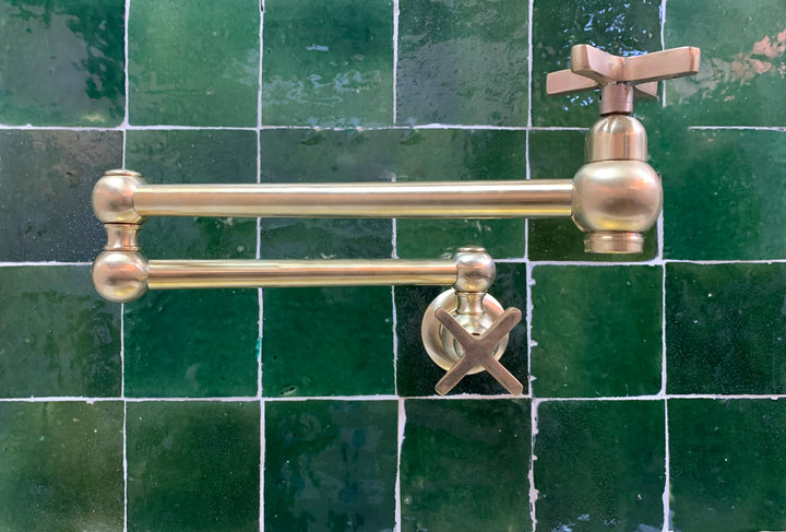Unlacquered Brass Pot Filler with Flat Handle - Triazadesigns