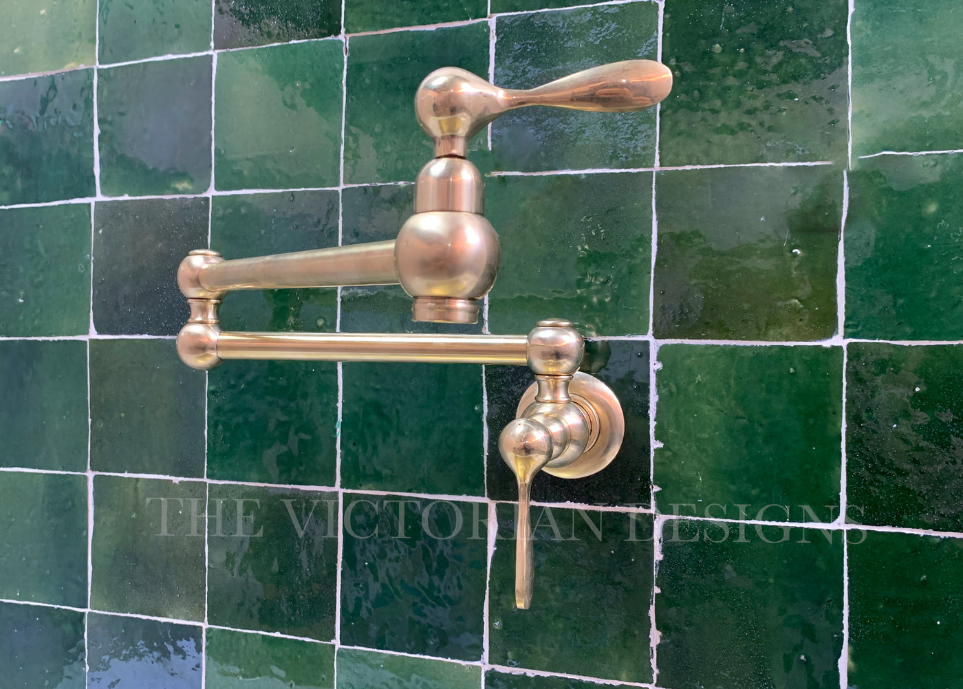 Unlacquered Brass Pot Filler with Classic Lever Handle - Triazadesigns