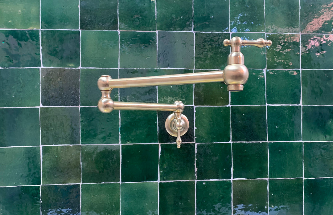 Unlacquered Brass Pot Filler with Lever Handle - Triazadesigns