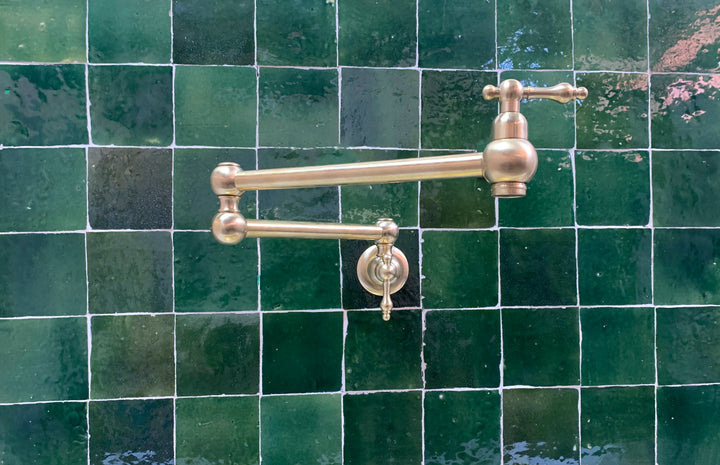Unlacquered Brass Pot Filler with Lever Handle - Triazadesigns