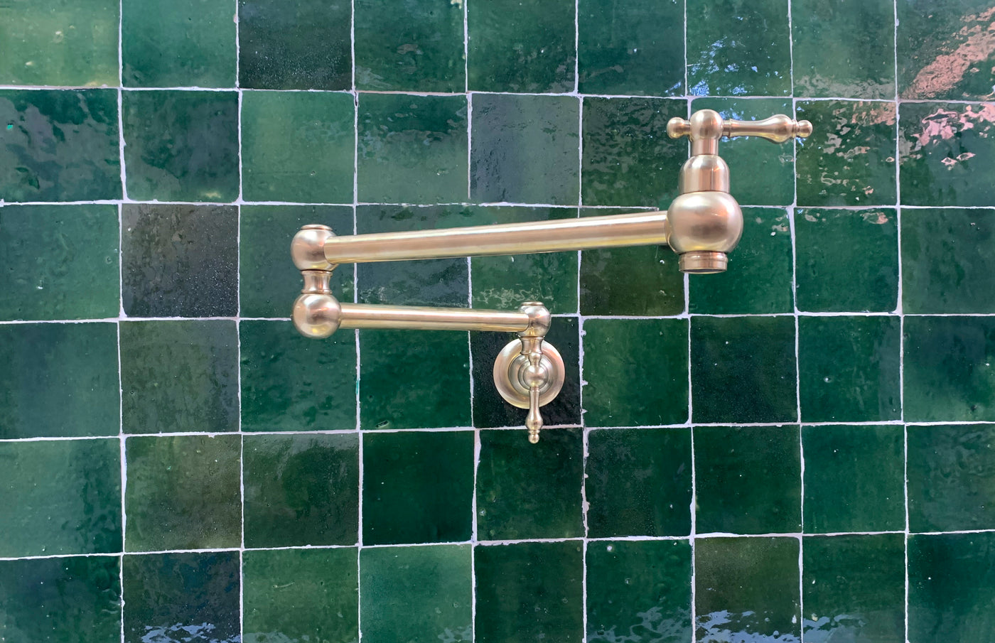 Unlacquered Brass Pot Filler with Lever Handle - Triazadesigns