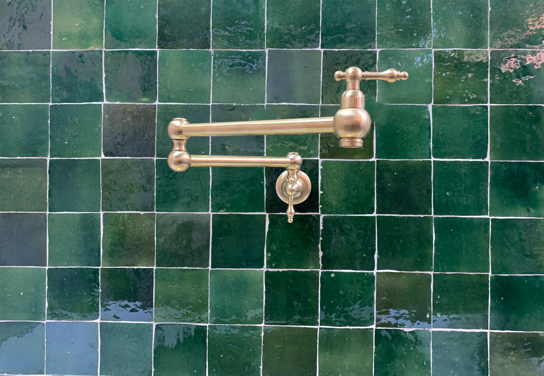 Unlacquered Brass Pot Filler with Lever Handle - Triazadesigns