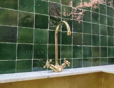 Single Hole Unlacquered Brass Gooseneck Faucet - Triazadesigns