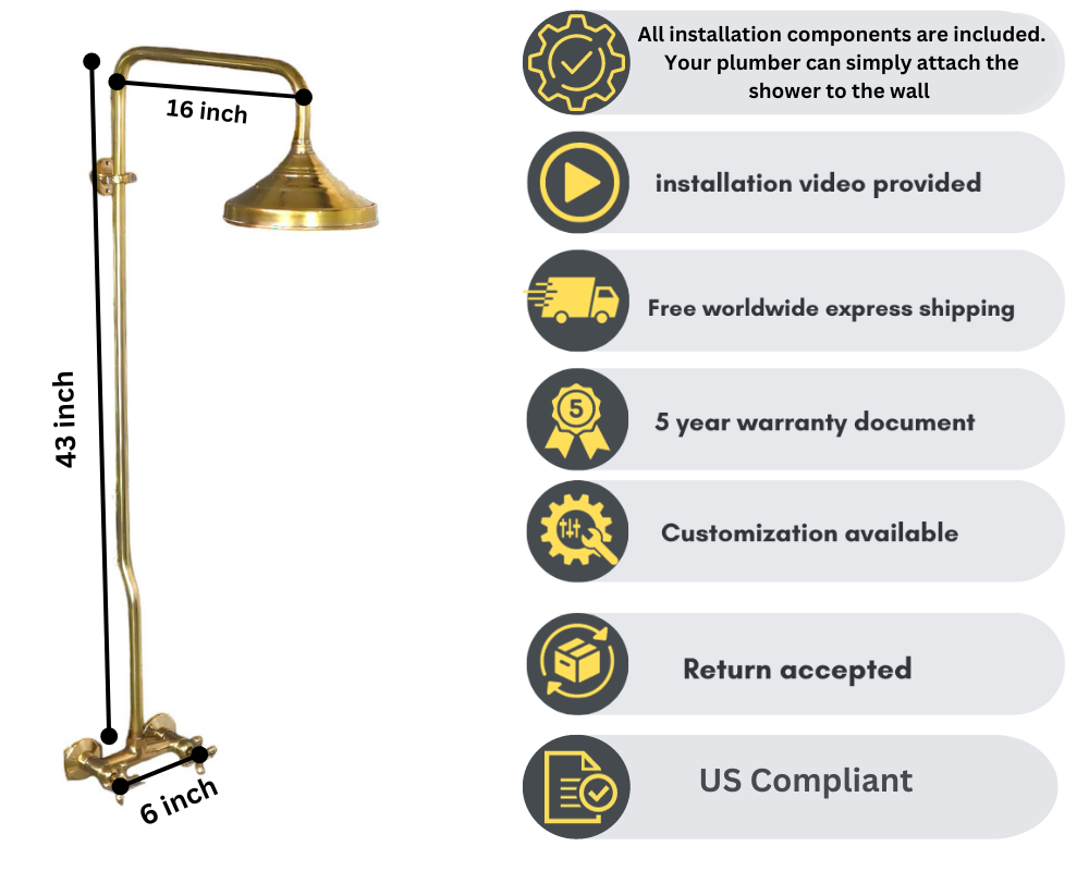 UNLACQUERED BRASS EXPOSED SHOWER HEAD - Triazadesigns