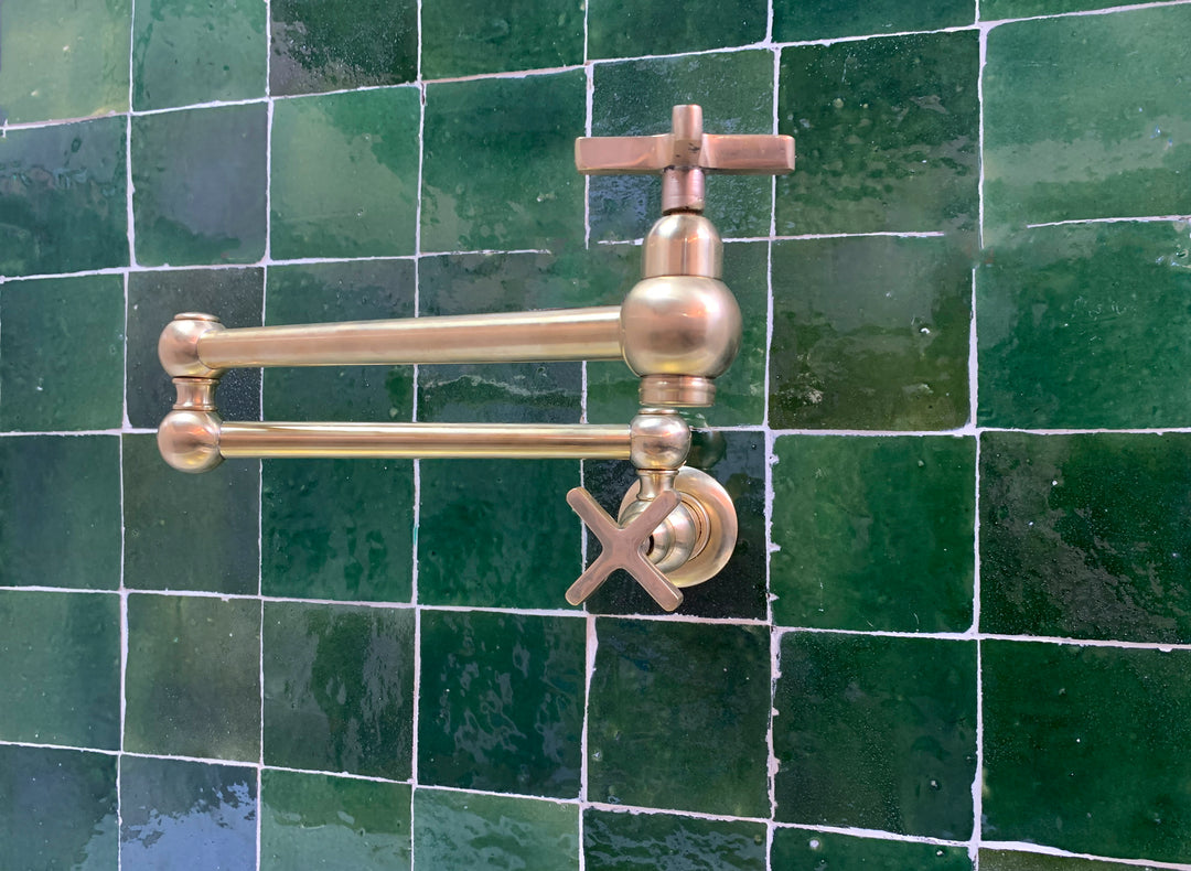 Unlacquered Brass Pot Filler with Flat Handle - Triazadesigns