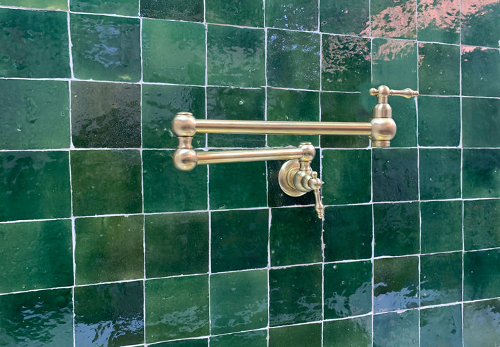 Unlacquered Brass Pot Filler with Lever Handle - Triazadesigns
