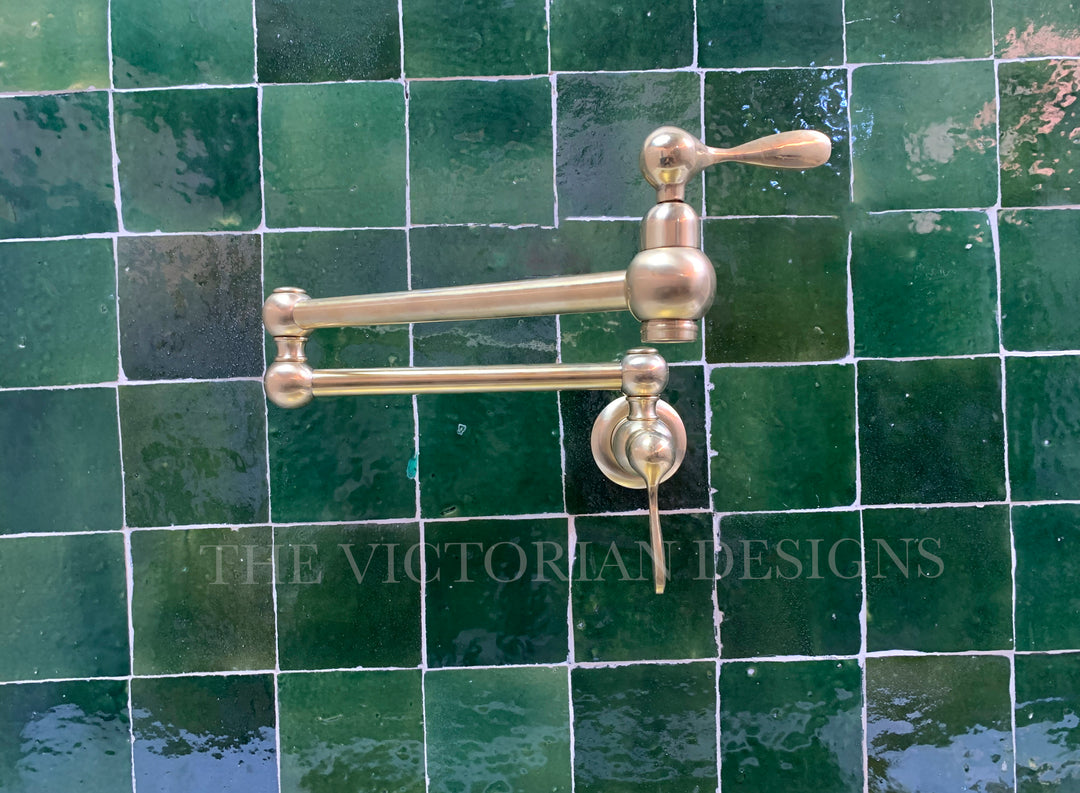 Unlacquered Brass Pot Filler with Classic Lever Handle - Triazadesigns