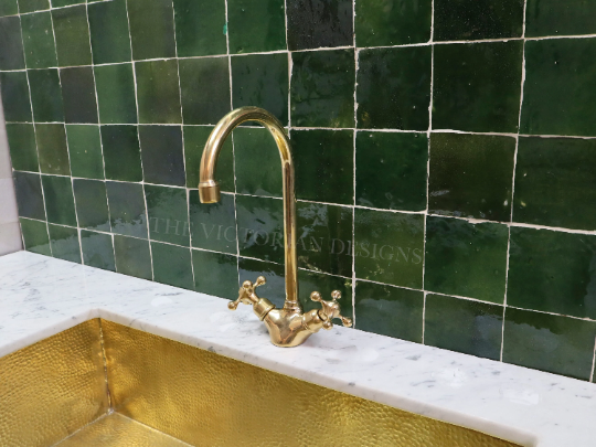 Single Hole Unlacquered Brass Gooseneck Faucet - Triazadesigns