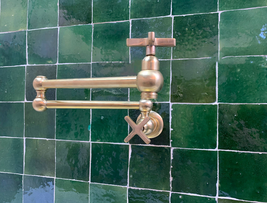Unlacquered Brass Pot Filler with Flat Handle - Triazadesigns