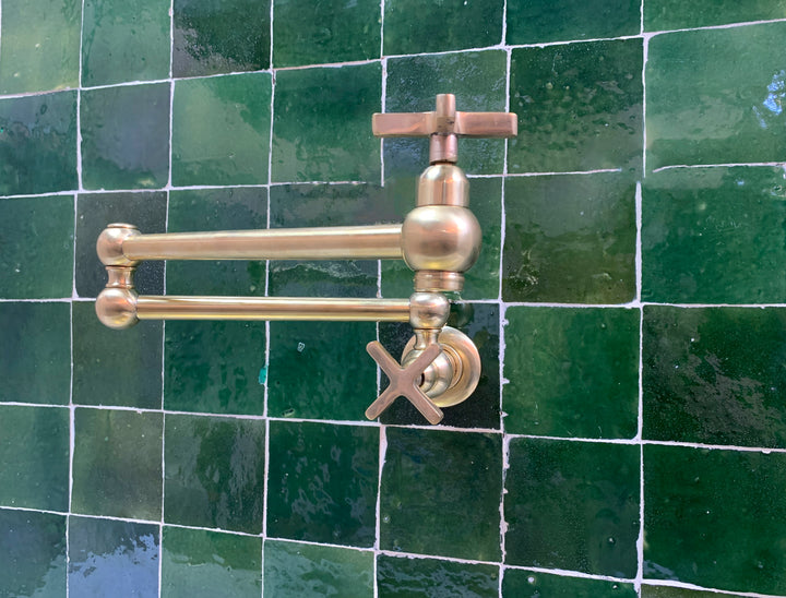 Unlacquered Brass Pot Filler with Flat Handle - Triazadesigns
