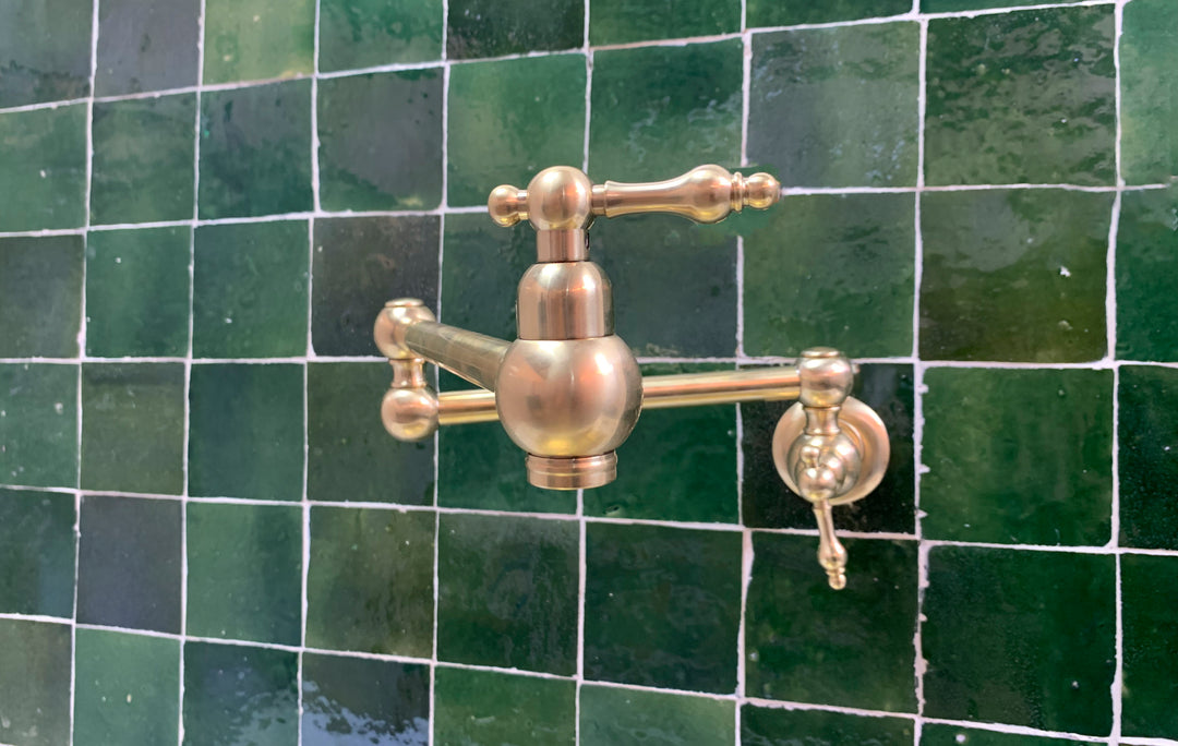 Unlacquered Brass Pot Filler with Lever Handle - Triazadesigns