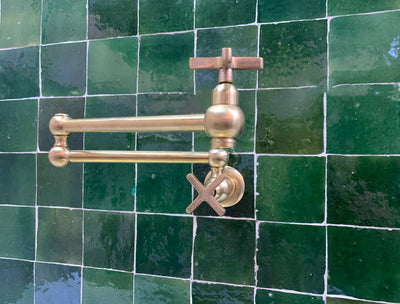 Unlacquered Brass Pot Filler with Flat Handle - Triazadesigns