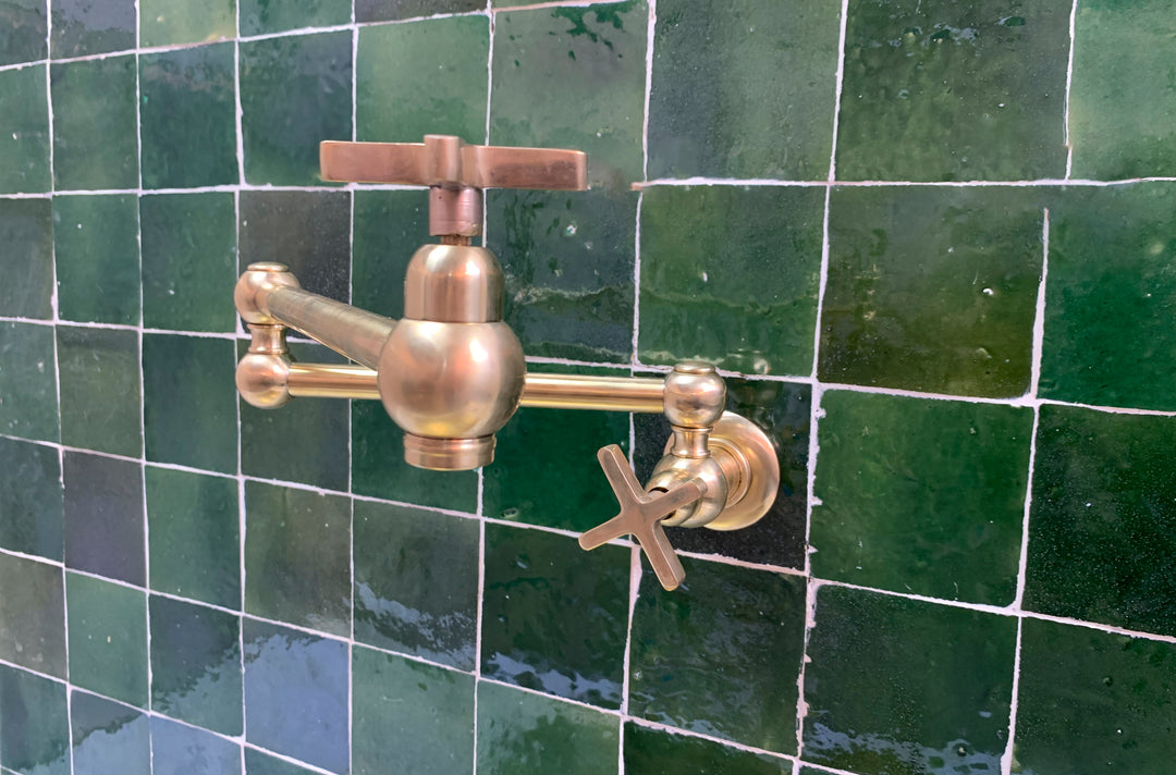 Unlacquered Brass Pot Filler with Flat Handle - Triazadesigns
