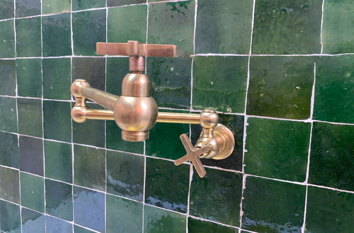 Unlacquered Brass Pot Filler with Flat Handle - Triazadesigns