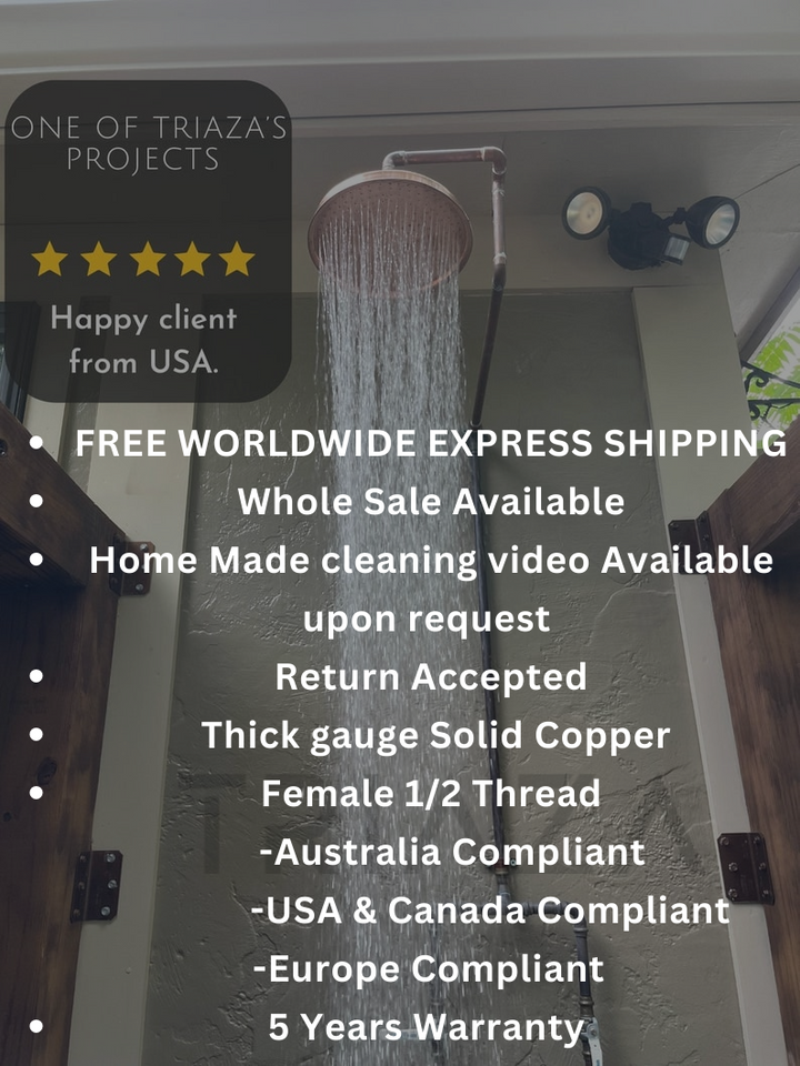 Unlacquered copper showerhead - Dommed Style - Triazadesigns