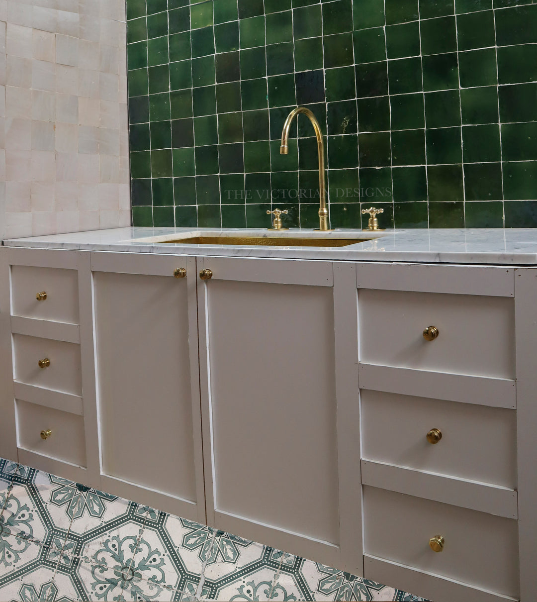 Unlacquered Brass Gooseneck Deck Mounted Kitchen Faucet - Triazadesigns