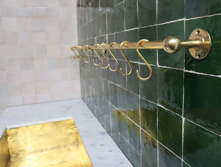 Unlacquered Brass Wall Mount Pot Rack - Triazadesigns