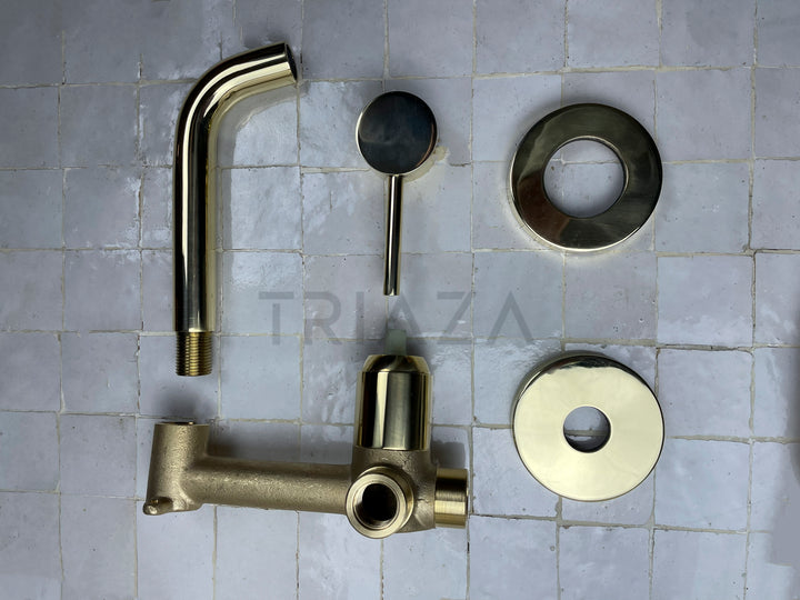 UNLACQUERED BRASS WALL MOUNTED MIXER FAUCET