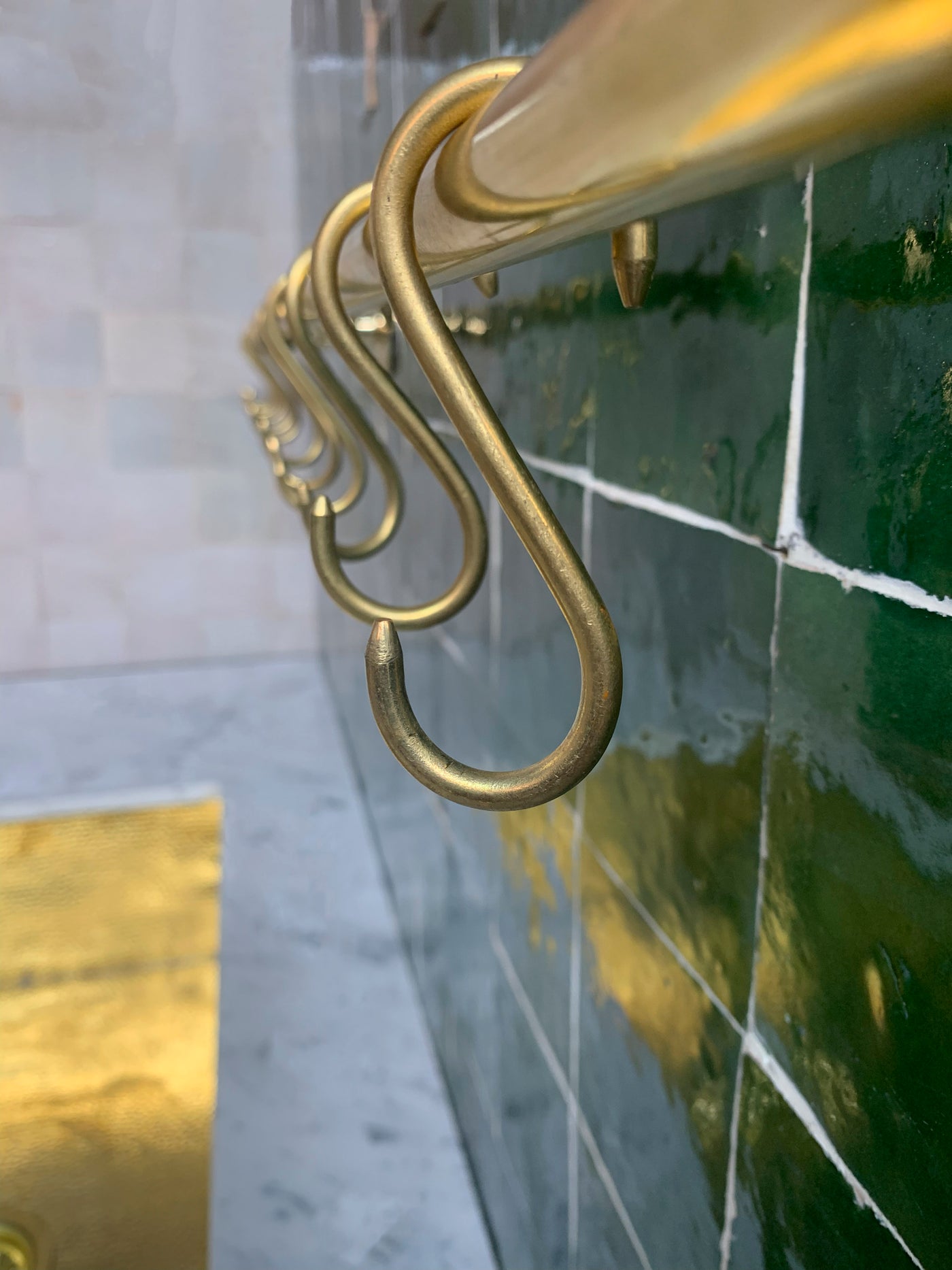 Unlacquered Brass Wall Mount Pot Rack - Triazadesigns