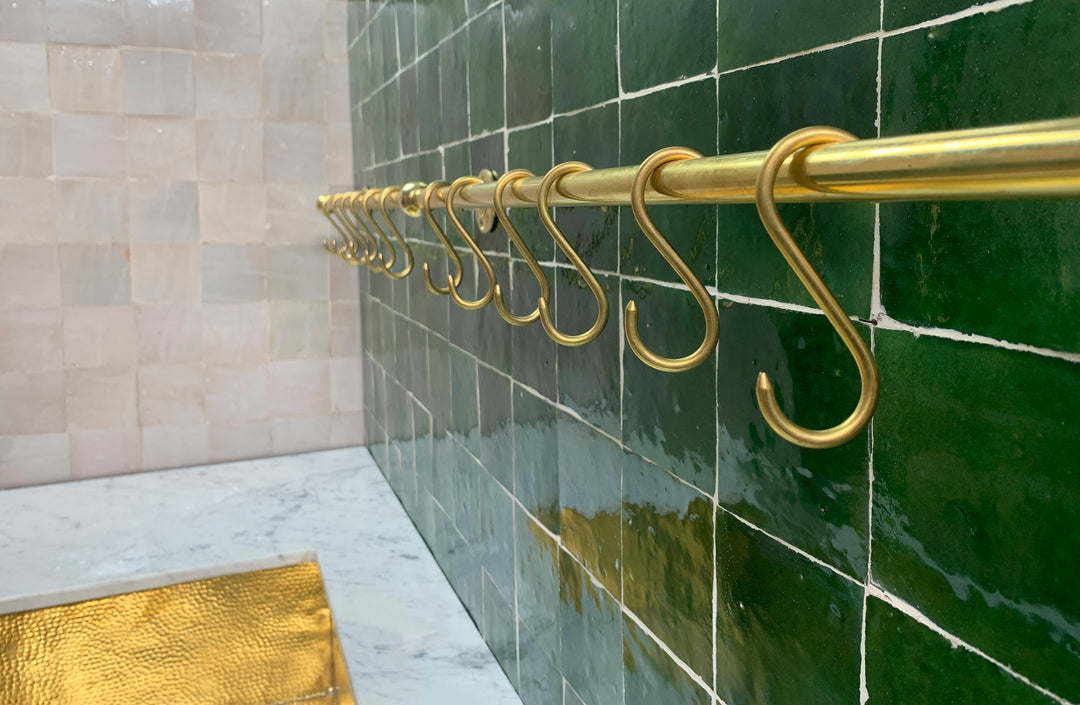 Unlacquered Brass Wall Mount Pot Rack - Triazadesigns