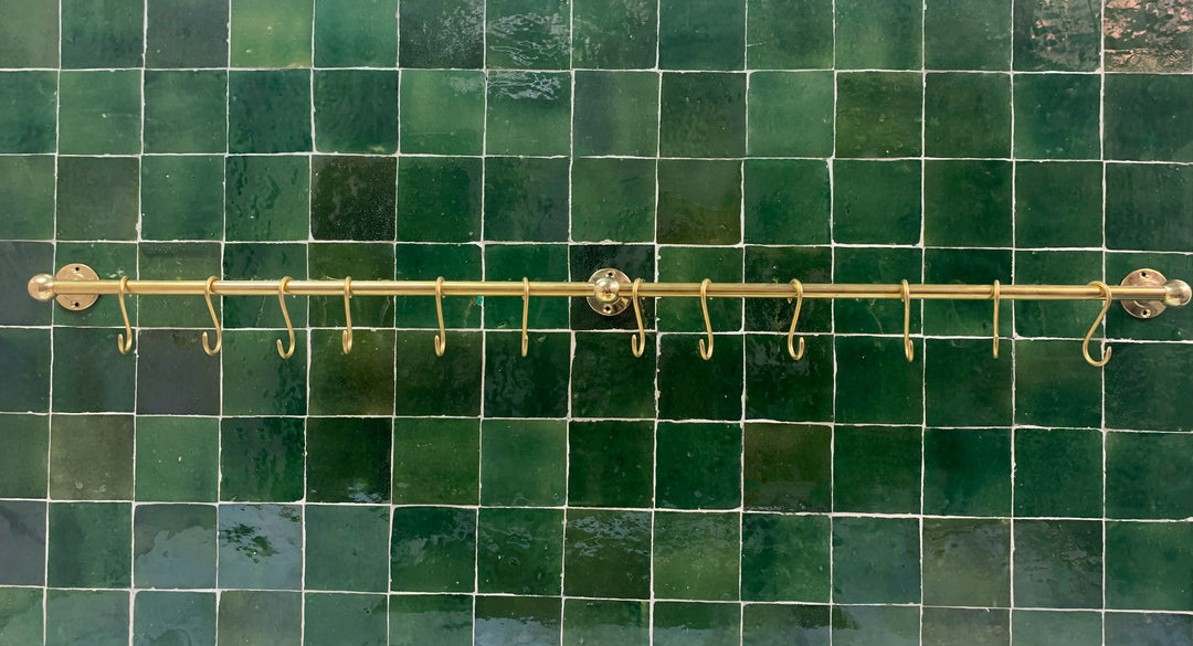 Unlacquered Brass Wall Mount Pot Rack - Triazadesigns