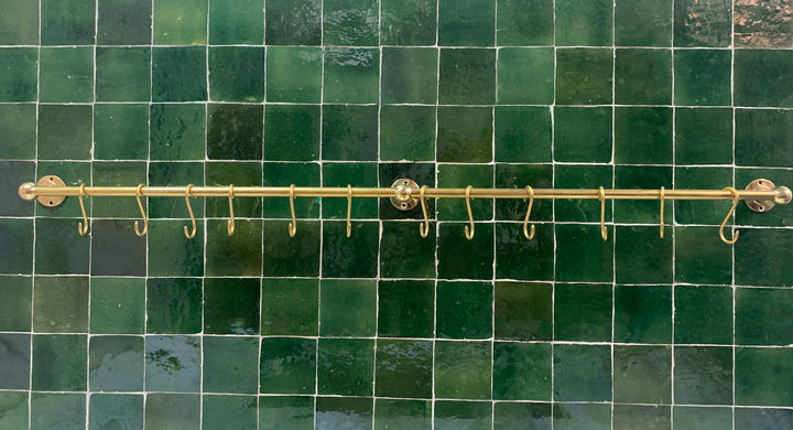 Unlacquered Brass Wall Mount Pot Rack - Triazadesigns