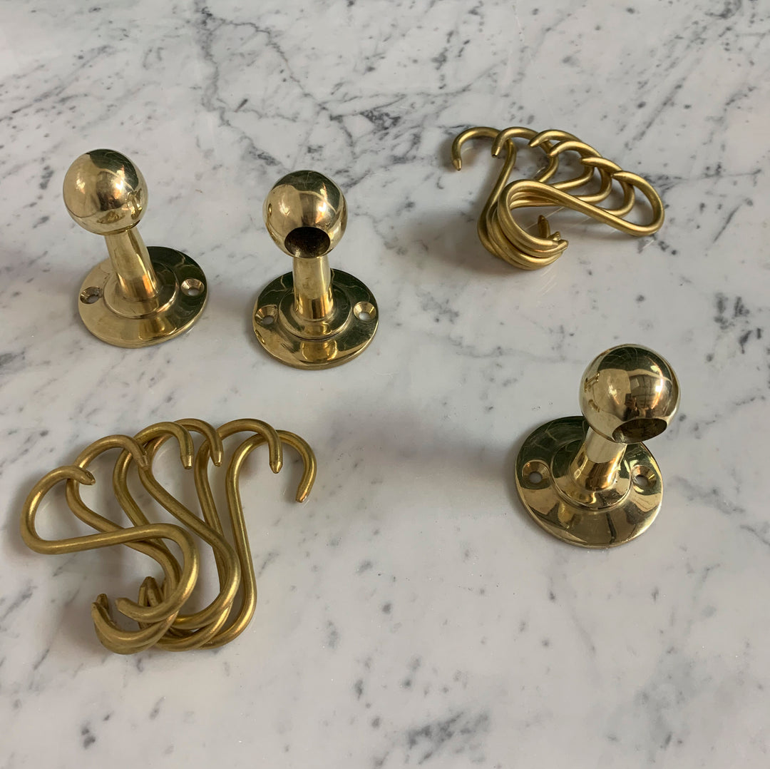 Unlacquered Brass Wall Mount Pot Rack - Triazadesigns