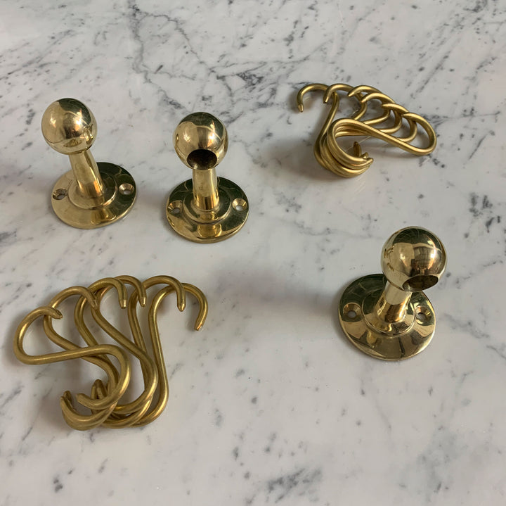 Unlacquered Brass Wall Mount Pot Rack - Triazadesigns