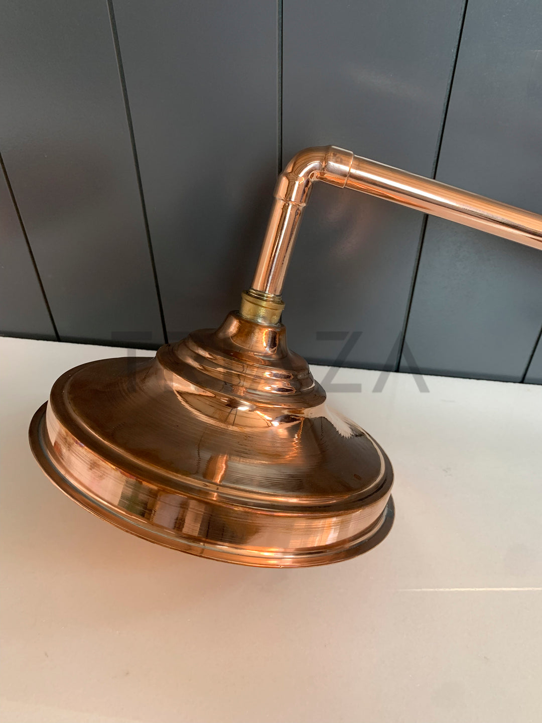 Unlacquered Solid copper Round Shower Head, copper Arm Extension - Triazadesigns