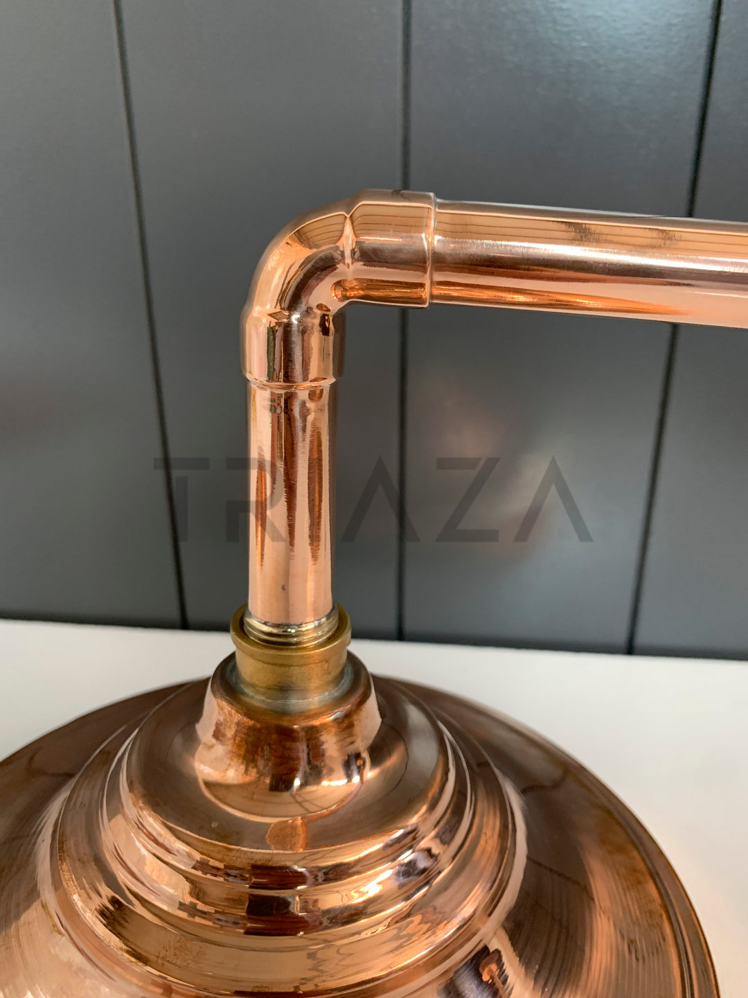 Unlacquered Solid copper Round Shower Head, copper Arm Extension - Triazadesigns