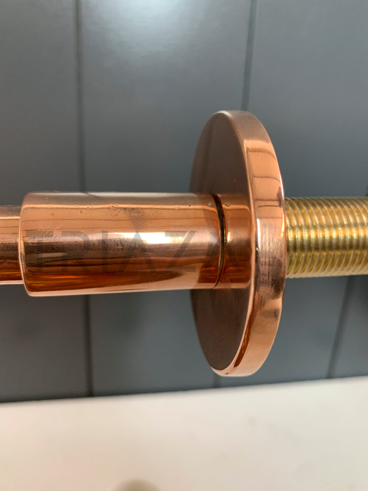 Unlacquered Solid copper Round Shower Head, copper Arm Extension - Triazadesigns