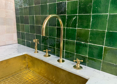 Unlacquered Brass Gooseneck Deck Mounted Kitchen Faucet - Triazadesigns