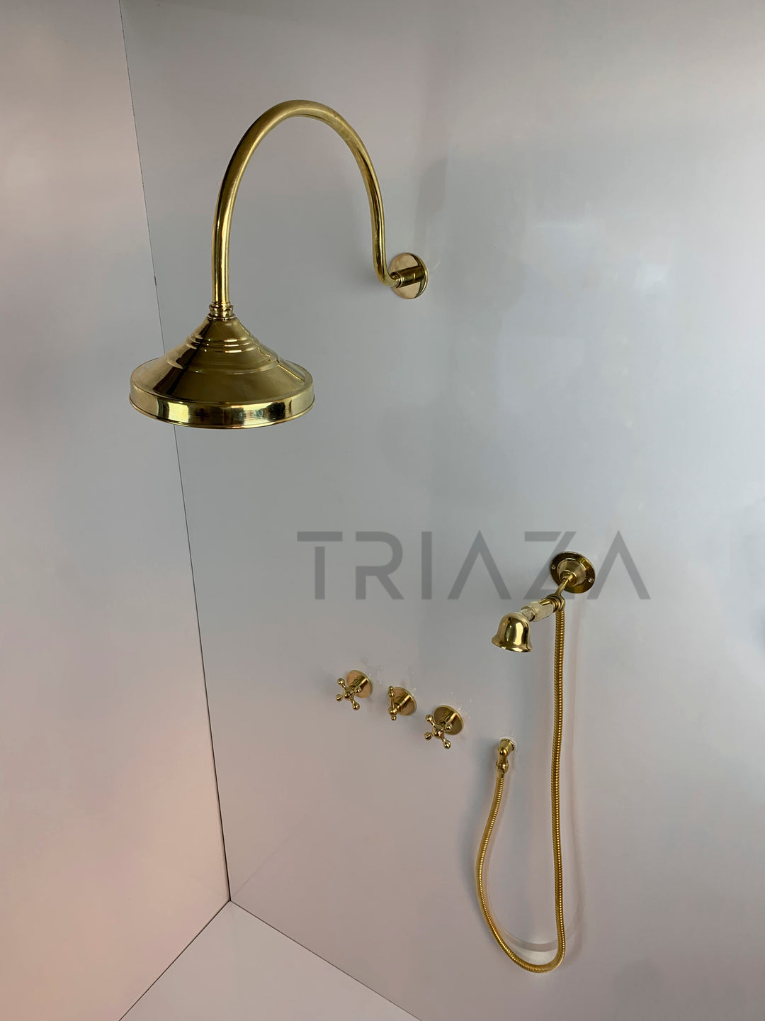 UNLACQUERED BRASS LUXURY SHOWER HEADS - Triazadesigns