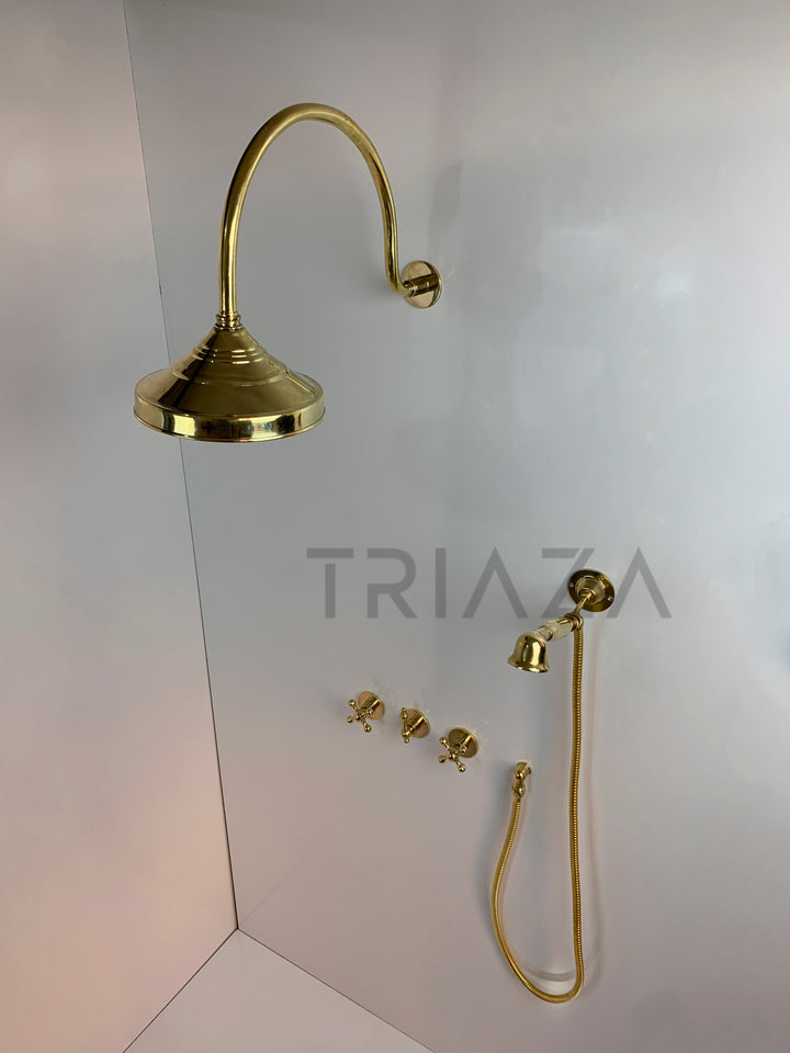 UNLACQUERED BRASS LUXURY SHOWER HEADS - Triazadesigns