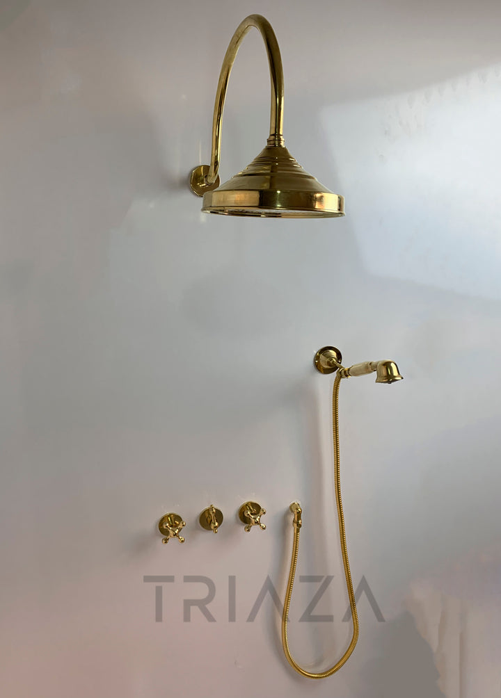 UNLACQUERED BRASS LUXURY SHOWER HEADS - Triazadesigns