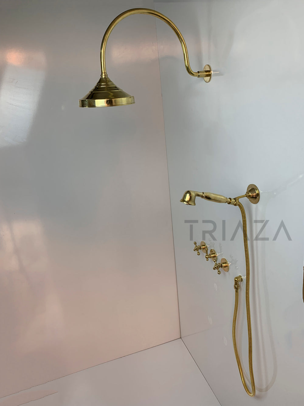 UNLACQUERED BRASS LUXURY SHOWER HEADS - Triazadesigns