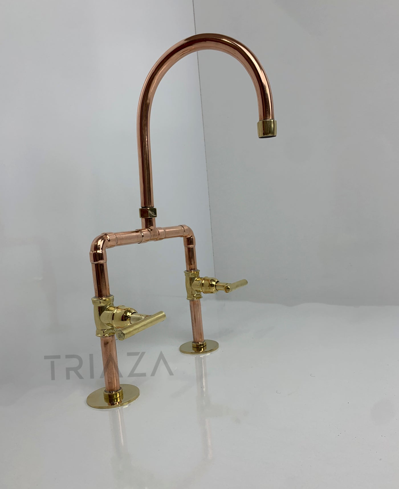 Unlacquered solid copper Bridge faucet , copper faucet , copper kitchen faucet - Triazadesigns