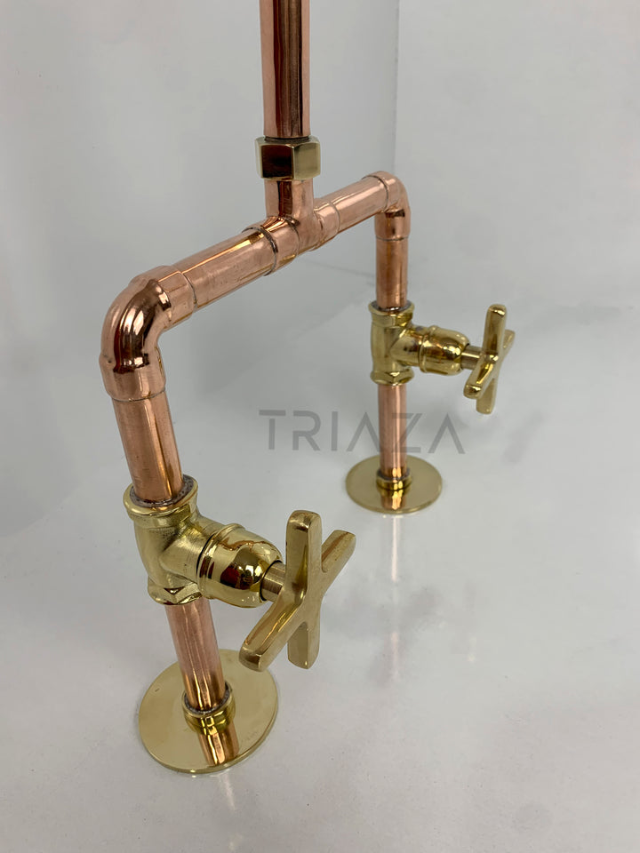 Unlacquered solid copper Bridge faucet , copper faucet , copper kitchen faucet - Triazadesigns
