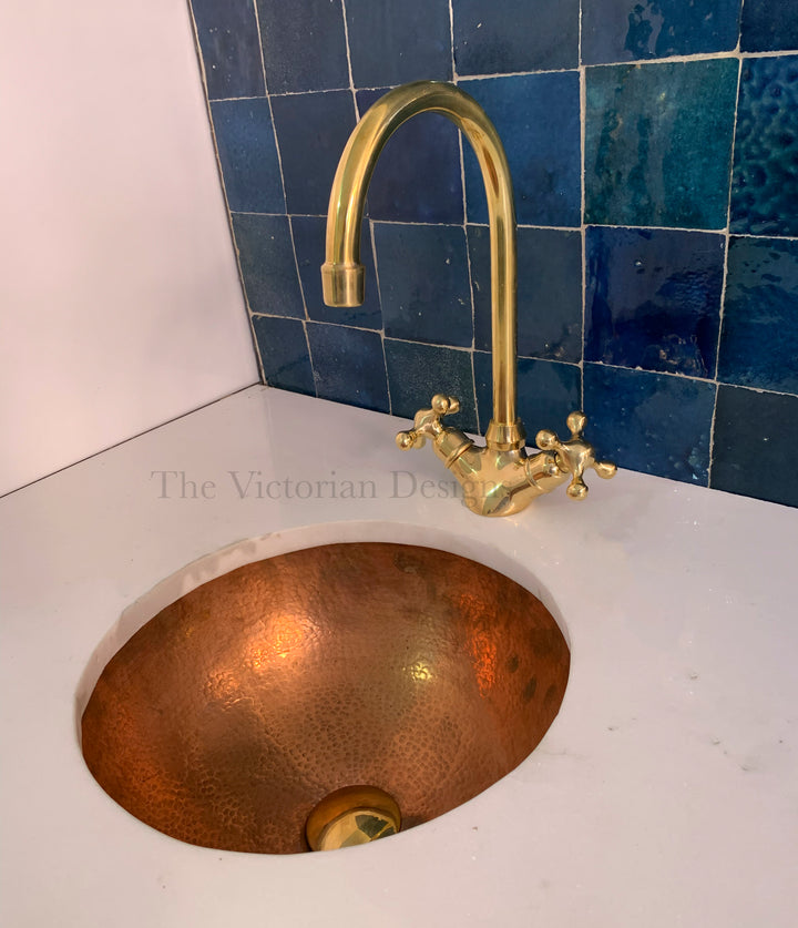 SINGLE HOLE UNLACQUERED BRASS GOOSENECK FAUCET - Triazadesigns
