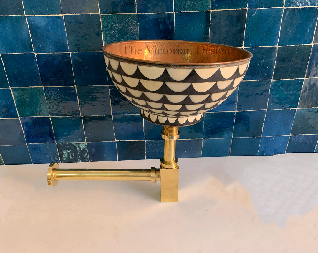 Unlacquered solid brass bathroom sink siphon - S trap sink - Triazadesigns