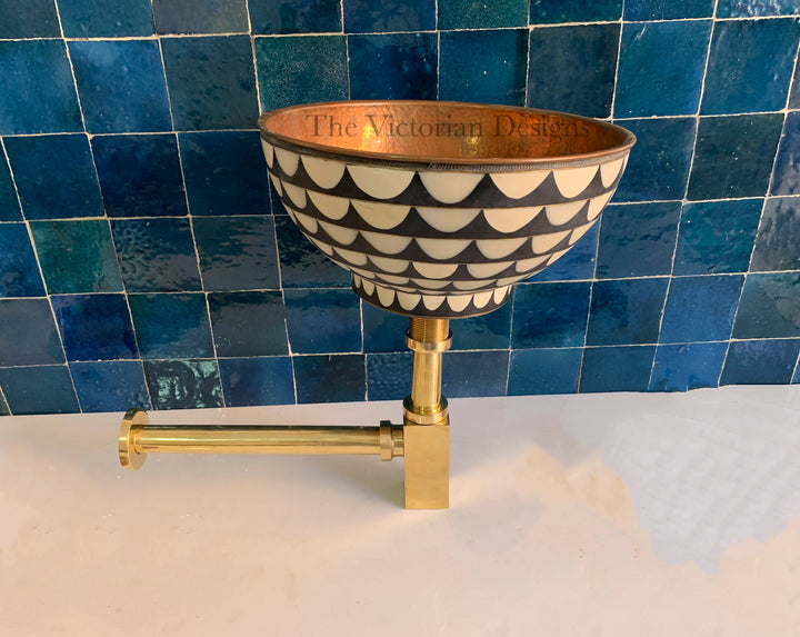 Unlacquered solid brass bathroom sink siphon - S trap sink - Triazadesigns