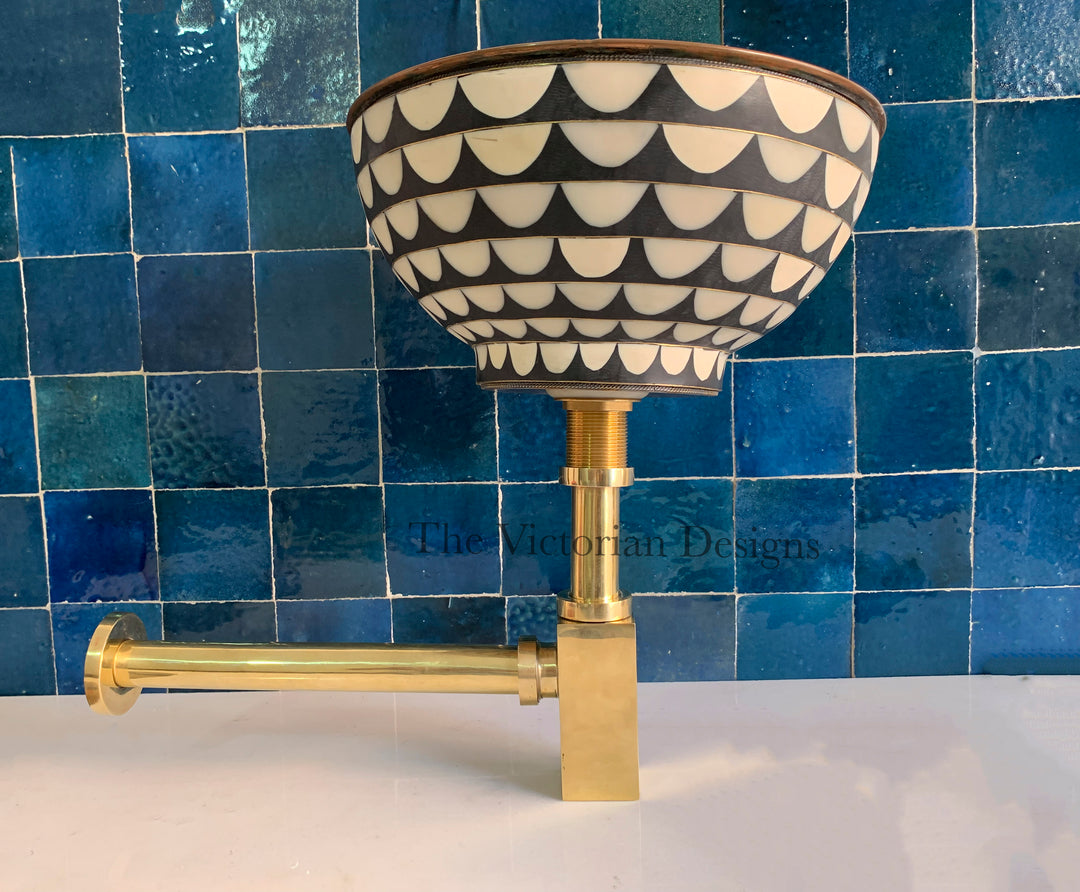 Unlacquered solid brass bathroom sink siphon - S trap sink - Triazadesigns