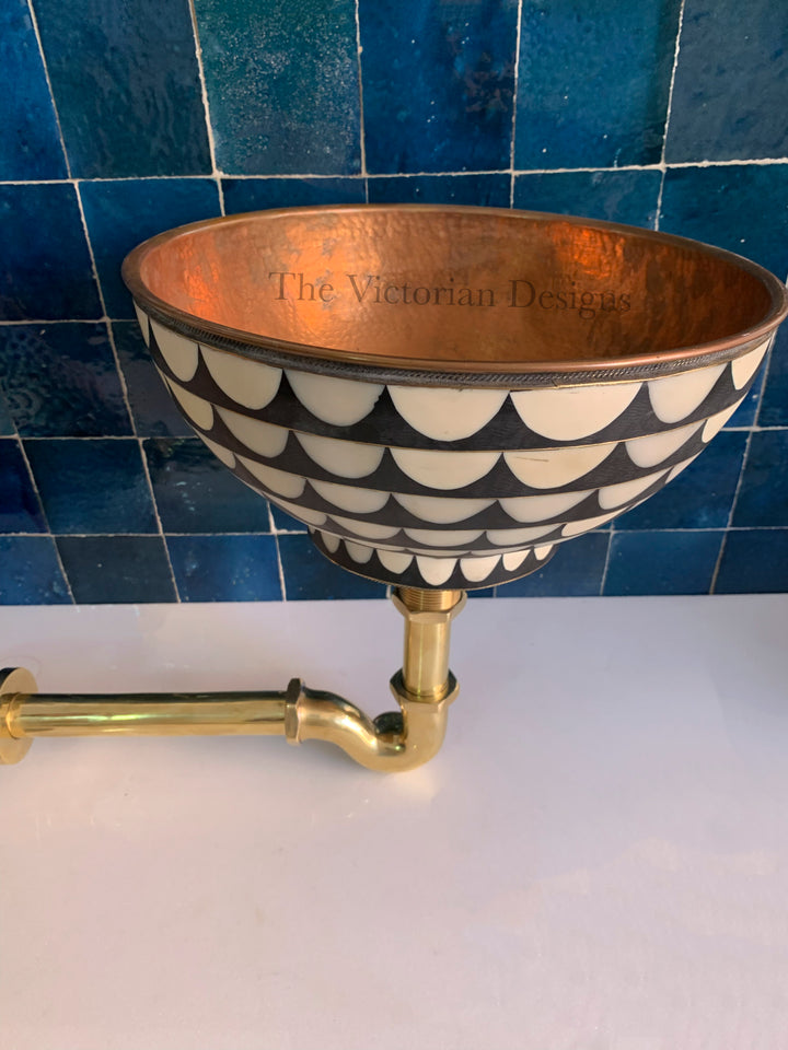Unlacquered solid brass bathroom sink siphon - S trap sink - Triazadesigns