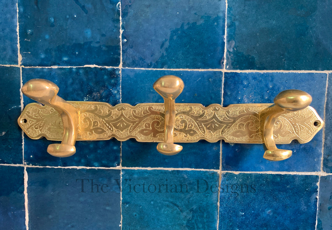 Unlacquered solid brass bathroom coat hook - Triazadesigns