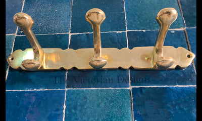 Unlacquered solid brass bathroom coat hook - Triazadesigns