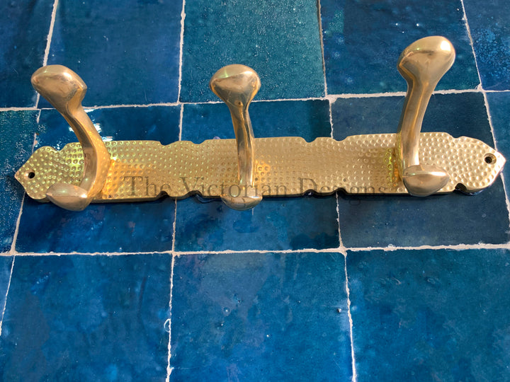 Unlacquered solid brass bathroom coat hook - Triazadesigns